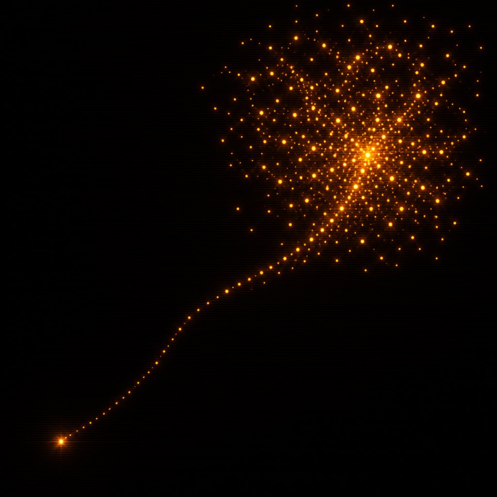 One amber point joining a swarm
