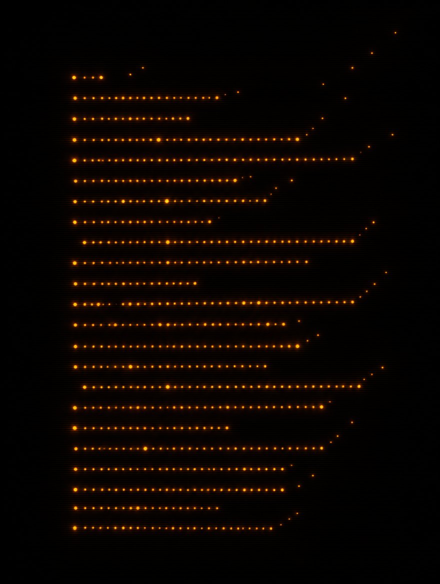Rows of amber points like lines of a document